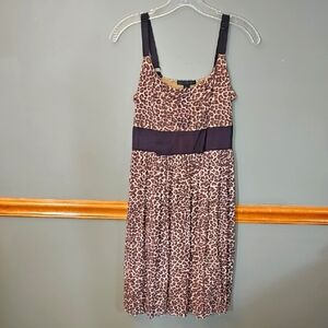 Weston Wear Brown Ocelot Print Pleated Midi Sundress